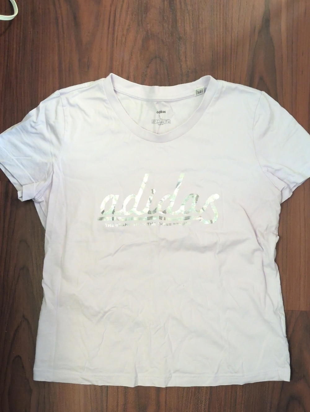 Adidas Lavender Short Sleeve Tee with Shiny Script Logo